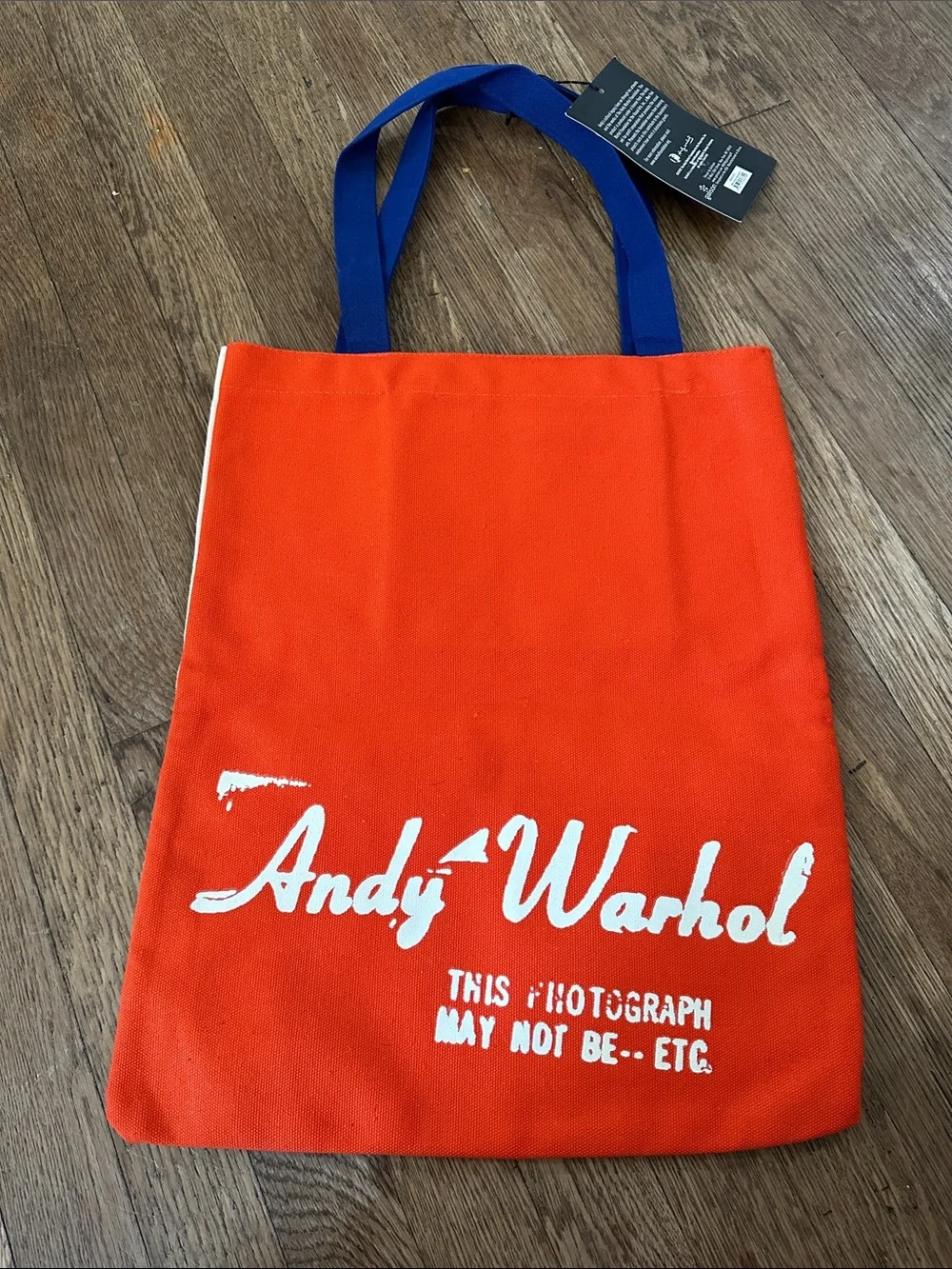 Brillo Graphic Canvas Messenger Tote in White with Blue Handles